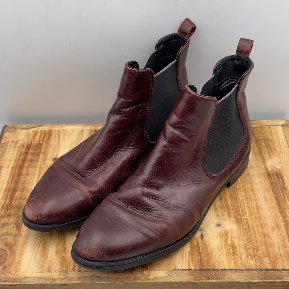 Salamander Chelsea Boots Burgundy Leather Ankle Boot 41 US 10.5 Academia Classic